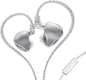 KZ-AST in-Ear Monitors, 24BA Top-Level Configuration HiFi Stereo Earphones, Lightweight Noise Isolating Stage IEM Wired Earbuds/Headphones for Musician Audiophile (with Mic, Silvery)