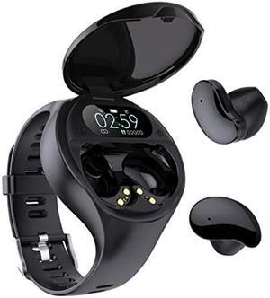 Wireless Earbuds BT earphone Two in one Smart Watch TWS Earphone with multi functions Black