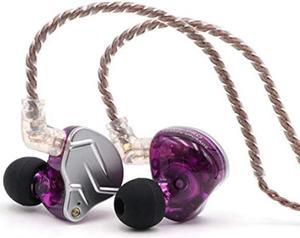 Linsoul KZ ZSN Pro Dual Driver 1BA+1DD Hybrid Metal Earphones HiFi in-Ear Monitor with Detachable 2Pin Cable, Zin Alloy Panel (with Mic, Purple)