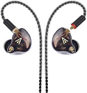 Audiovance Vibes 201 Wired Earbuds in Ear Headphones, Noise Cancelling Bass Driven HiFi Earphones, Tangle-Free Braided Cord, Carry Case, Ear Buds Tips, 3.5mm Jack (Clear Brown, No Mic)