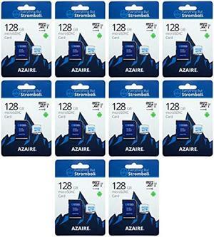 Everything But Stromboli 128GB MicroSD Azaire Memory Card Plus Adapter (Ten Pack) Speed Class 10, U3, UHS-1, TF Micro SDXC Cards Works with Compatible Android Phones, Galaxy Tablets, Nintendo Switch