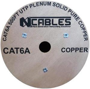 N CABLES Next Generation Networking Solutions Cat6A Plenum CMP Solid Pure Copper 500 FT (153m), Long Run FLUKE ANALYZED 23 AWG 750MHZ Grade A+ Network Cable Blue White (Blue)