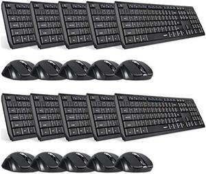 Eagletec K104 Wireless Keyboard and Mouse Combo Slim, Flat & Quiet, Ergonomic Full Size 104 Keys Keyboard & Portable Wireless Mouse for Windows PC (Black Wireless Keyboard & Mouse Set, 10 Pack)