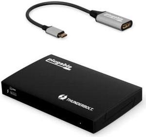 Plugable Thunderbolt 4 Hub Bundle with USB-C to 4K HDMI Adapter, 4-in-1 Hub Offers 60W Laptop Charging, Compatible with Mac, Windows Laptops, Thunderbolt 3 or 4, USB4 Device