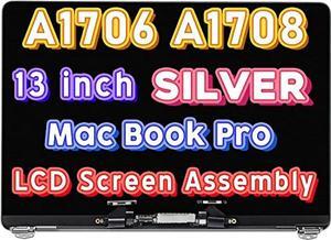 WARWOLFTEAM LCD Screen Replacement for MacBook Pro 13" A1706 A1708 Late 2016 Mid 2017 13.3" Retina LCD Display Screen Complete Full Assembly Repair P/N: 661-05323, 661-07970 (Silver)