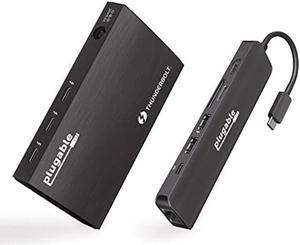 Plugable Thunderbolt 4 Hub Bundle Includes USB-C to 4K HDMI Adapter and 7-in-1 Multiport Adapter with Ethernet, 60W Charging, Compatible with Mac, Windows Laptops, Thunderbolt 3 or 4, USB4 Devices