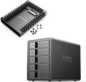 ORICO 5 Bay External Hard Drive Enclosure USB 3.0 to SATA 3.5 inch Support 80 TB (NO RAID) with 2.5 SSD SATA to 3.5 Converter Mounting Bracket