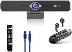 NexiGo 4K Zoomable Webcam Kits, N970P Al-Powered Auto-Framing, Web Camera with Flash Memory, 10x Digital Zoom, 8.5MP Sony Sensor, Air T2 Ultra-Thin Wireless Earbuds, for Zoom/Skype/Teams