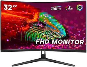 CRUA 32 inch 165Hz Curved Gaming Monitor,1800R Display,1ms(GTG) Response Time,Full HD 1080P for Computer,Laptop,ps4,Switch,Auto Support Freesync and Low Motion Blur,DP,HDMI Port-Black(Support VESA)