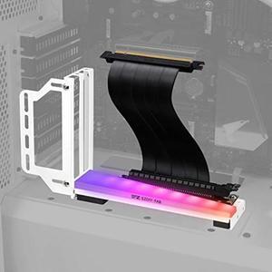 EZDIY-FAB Vertical Graphics Card Holder Bracket with ARGB 5V 3Pin LED,GPU Mount,Video Card VGA Support Kit with PCIE3.0 Riser Cable- White