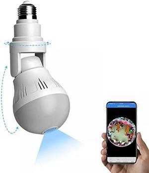 Light Bulb Security Camera, 360 Panoramic Camera Light Bulb, Smart Camera Lamp with Adjustable Bracket, Floodlight and Infrared Night Vision, Motion Detection, Alarm Events, V380 App & PC Software/C6