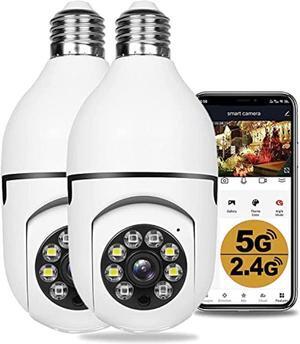Pack of 2 Light 360 Bulb Security Cameras Wireless Outdoor - 5GHz & 2.4GHz Wireless WiFi Smart 1080P Cameras for Home Security, Indoor Light Socket Security Camera, Motion Detection and Alerts