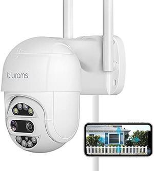 blurams Security Camera Outdoor 3MP, Dual-Lens Outdoor Camera, 360 Degree Pan/Tilt/Zoom Security Camera System w/ Motion Tracking, Two-Way Talk, IP66 Weatherproof, Siren Alarm, Color Night Vision