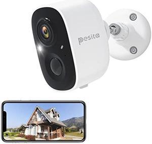 PESITA Wireless Outdoor Security Camera, Battery Powered Cameras for Home Security Wireless WiFi with Night Vision, Motion Detection,Siren Alarm,Spotlight,2Way Audio