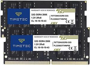 Timetec 64GB KIT(2x32GB) DDR4 2666MHz PC4-21300 Non-ECC Unbuffered 1.2V CL19 2Rx8 Dual Rank 260 Pin SODIMM Laptop Notebook PC Computer Memory RAM Module Upgrade (64GB KIT(2x32GB))