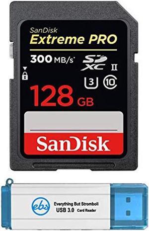 SanDisk 128GB SDXC SD Extreme Pro UHS-II Memory Card Works with Sony a7R IV (a7R4) Mirrorless Camera Class 10 (SDSDXPK-128G-ANCIN) Bundle with (1) Everything But Stromboli 3.0 SD, TF Card Reader