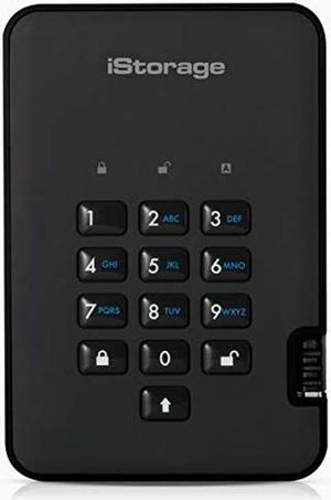 iStorage diskAshur2 SSD 256GB Black - Secure portable solid state drive - Password protected, dust and water resistant, portable, military grade hardware encryption USB 3.1 IS-DA2-256-SSD-256-B