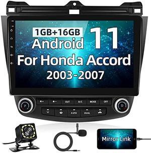 Android 11 Car Stereo for Honda Accord 7th 2003 2004 2005 2006 2007 Car Radio with GPS Navigation, 10.1 Inch Touchscreen Car Stereo with Bluetooth, WiFi, RDS FM, USB, Backup Camera, Microphone