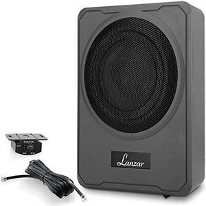 PyleUsa 8-Inch Low-Profile Amplified Subwoofer System - 600 Watt Compact Enclosed Active Underseat Car Audio Subwoofer with Built in Amp, Powered Car Subwoofer w/Low & High Level Inputs - SBA8A
