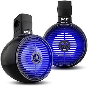 PyleUsa 6.5" 2-Way Marine Wakeboard Tower Speakers with Bluetooth and LED Lights, Full Range Waterproof Outdoor Speakers for Off-Road ATV, UTV, Jeep or Boat (Black)