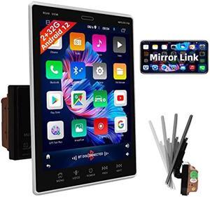 Podofo 9.5 Inch Vertical Touchscreen Double Din Android Car Stereo Radio 2+32G Support WiFi GPS Navigation Bluetooth FM RDS Mirror Link Split Screen