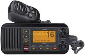 Uniden UM435BK Advanced Fixed Mount VHF Marine Radio, All USA/International/Canadian Marine Channels including new 4-Digit, CDN "B" Channels, 1 Watt/25 Watt Power, Waterproof IPX8 Submersible, Black