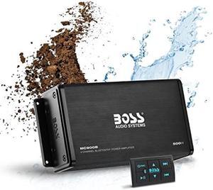 BOSS Audio Systems MC900B Amplifier for ATV UTV Car Marine - 500 High Output, 4 Channel, 2/4 Ohm, Bluetooth Multi-Function Remote, RCA Out, Weatherproof, Use Amp with Stereo and Subwoofer, Crossover
