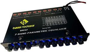 Bass Rockers BREQ7 7 Bands Parametric Equalizer for Car Audio Stereo Amp Sub High Level Speaker Input High Power Front Rear and Subwoofer Output