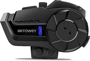 BETOWEY B2X Motorcycle Helmet Bluetooth Headset - Wireless Motorcycle Intercom with Noise Cancellation, Music Playback, and Easy Call Management - Single