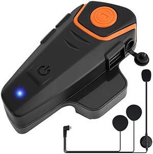 MAXTO Motorcycle Helmet Bluetooth Headset Communication Systems kit Intercom BT-S2, Wireless Helmet Radio Microphone to 2-3 Riders 1000M, for Bicycles, Skiing (BT-S2 Hard Mic 1PACK)