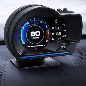 Heads Up Display for Car, OBD GPS Dual Mode Car HUD Gauge, Multifunction OBD2 Gauge Display, Low Pressure Alarm, Water Temperature Alarm, Speed Alarm, for OBD II Compact Car
