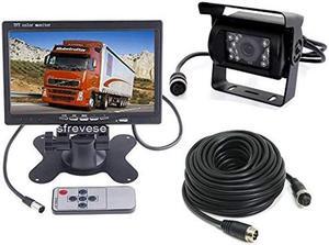 7" Car LCD Monitor Caravan Rear View Kit + 4Pin Waterproof CCD Vehicle Reversing Backup Camera for Bus/Trailer/Truck with 15M Video Cable 12V-24V