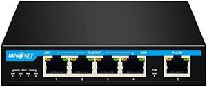 PX204 4 Port Gigabit PoE Extender with IEEE802.3af/at/bt Standard 1 Port 90W in 4 Port 30W Out PoE Repeater for Camera,VOIP