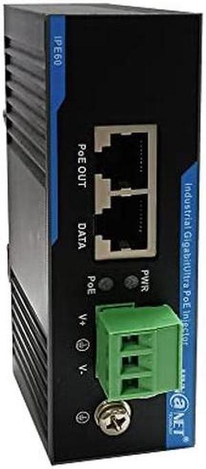 HYN@NET Gigabit Industrial PoE Injector 60W IEEE802.3at /af Compliant 45V-56V DC Input PoE Power Adapter with Din-Rail Installation