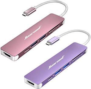 Hiearcool 7IN1 USB C Adapter, USB C Hub-(Rose Gold and Purple)