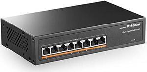 MokerLink 8 Port Gigabit PoE Switch, 8 PoE+ Ports 1000Mbps, 802.3af/at 120W, Metal Fanless Unmanaged Plug and Play