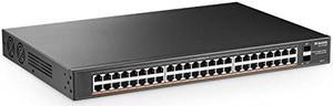 MokerLink 48 Port PoE Gigabit Switch with 2 Gigabit SFP, 800W IEEE802.3af/at AI Detection, Metal Rackmount Unmanaged Plug and Play Ethernet Switch