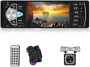 UNITOPSCI Single Din Car Stereo Bluetooth Car Radio with Backup Camera 4.1 Inch Screen Multimedia Player FM MP3 MP5 Audio Media Receiver AUX/USB/TF Card Input +Remote Control Steering Wheel Control