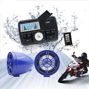 XYC 12V Radio 3 inch Motorcycle ATV UTV Golf Cart Waterproof Anti-Theft Bluetooth Speaker USB TF U Disk FM Radio Stereo System (Blue)