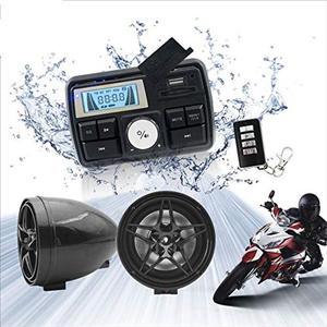 XYC 12V Radio 3 inch Motorcycle ATV UTV Golf Cart Waterproof Anti-Theft Bluetooth Speaker USB TF U Disk FM Radio Stereo System (Black Star)