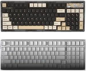 YUNZII IF98 Pro Wireless Keyboard (Gateron G Pro Brown, Wireless Black) Gradient Clear Acrylic Keyboard Cover(98 or 100-Key Size,Black)