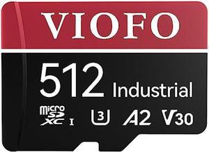 VIOFO 512GB Industrial Grade microSD Card, U3 A2 V30 High Speed Memory Card with Adapter, Support Ultra HD 4K Video Recording, for Dash Cam, Action Camera, Android Smart Phones, Tablets, Games