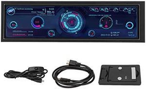 8.8 Inch IPS PC CPU Data Monitor, 1920x480 PC Temperature Display 360 Degree Rotation Display Temperature Monitor, Automatically Turn Off The Screen After Shutdown