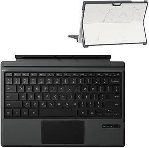 Qulose Keyboard Case for Microsoft Surface Pro 7 Plus/Pro 7 / Pro 6 / Pro 5 / Pro 4 / Pro 3, Wireless Bluetooth Ergonomic Keyboard with Rechargeable Battery and Trackpad - Black