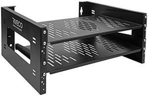 RIVECO 4U Open Frame Rack with 2Pcs Shelves, for Desktop & Wall Mounting Network Rack No Assembly Required