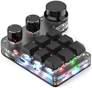 One Handed Programmable Mechanical Keyboard, 9 Keys 3 Knobs RGB Programmable Macro Keyboard, Custom Shortcut, Dual Mode Connection, OSU Gaming Keyboard!