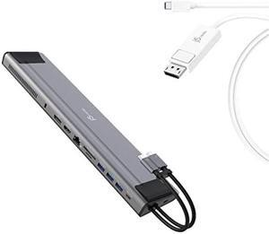 j5create USB C Dual 4K 60Hz Display Docking Station (12-in-1) Built-in M.2 SSD Slot + USB-C to DisplayPort Cable (JCD552 + JCA141)