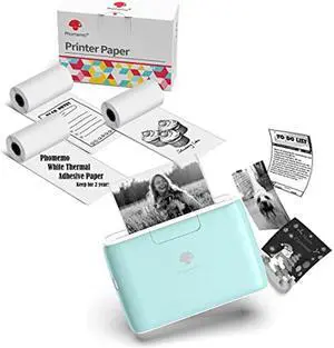 Phomemo M04S Portable Printer- Bluetooth Inkless Thermal Sticker Printer with 3 Rolls White Self-Adhesive Thermal Paper for Text, Notes, Memo, Photo, to-do List.