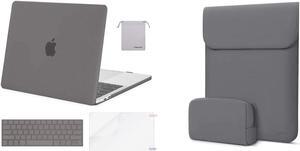 MOSISO Faux Suede Leather Laptop Sleeve&Compatible with MacBook Pro 13 inch Case M2 2023-2016 A2338 M1 A2251 A2289 A2159 A1989 A1708 A1706, Keyboard Cover&Screen Protector&Storage Bag, Gray&Space Gray