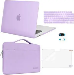 MOSISO Compatible with MacBook Air 15 inch Case 2025 2024 2023 Release M4 A3241 M3 A3114 M2 A2941, Plastic Hard Shell&Carrying Sleeve Bag&Keyboard Cover&Webcam Cover&Screen Protector, Purple